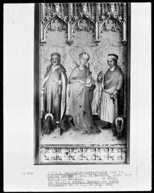 Altarwerk — Die Heiligen Markus, Lukas und Barbara
