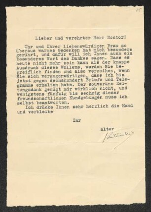 Brief von Paul Lindau an Gerhart Hauptmann