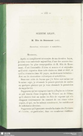 Seizième leçon. M. Élie de Beaumont (suite)
