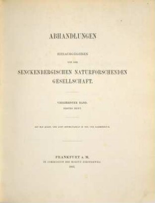 Abhandlungen der Senckenbergischen Naturforschenden Gesellschaft. 14. 1888