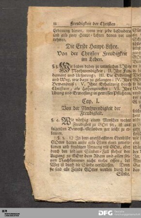 Die Erste Haupt-Lehre. Von der Christen Freudigkeit im Leben.