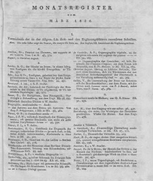 Monatsregister vom März 1830