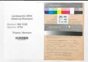 Entnazifizierung Hermann Thoene , geb. 05.10.1901 (Angestellter)