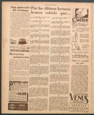 Por las últimas lecturas hemos sabido que...