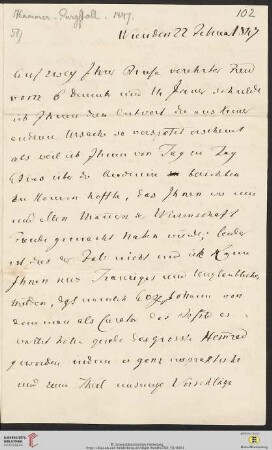 Brief von Joseph von Hammer-Purgstall an Friedrich Creuzer