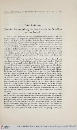 1: Über den Zusammenhang des baukünstlerischen Schaffens mit der Technik