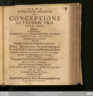Disputatio Iuridica De Conceptione Actionum Propter Res