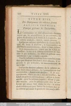 Article Premier. Principes généraux des Déployemens.