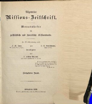 Allgemeine Missions-Zeitschrift : Monatsh. für geschichtl. u. theoret. Missionskunde. 17. 1890