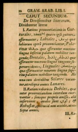 Caput Secundum. De Divisionibus literarum.