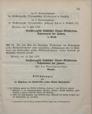 83. Ministerial-Bekanntmachung, betreffend die Veröffentlichung der "Bestimmungen über die Wohltaten des Potsdamschen großen Militärwaisenhaufens"