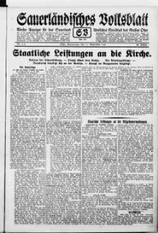 Sauerländisches Volksblatt : aeltester Anzeiger des Sauerlandes : ueber 100 Jahre Heimat- und Kreisblatt im Kreise Olpe : Tageszeitung für Politik, Unterhaltung und Belehrung