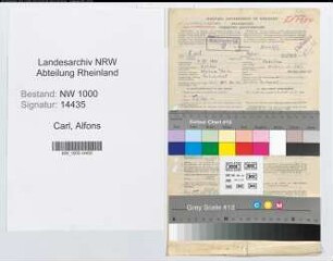 Entnazifizierung Alfons Carl, geb. 08.12.1901 (Postassistent)