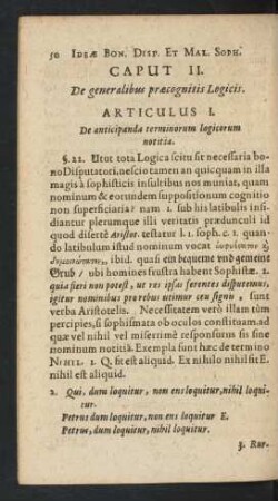 Caput II. De generalibus praecognitis Logicis.