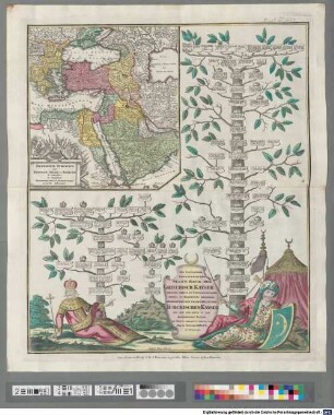 Neu Inventiert. Genealogischer Stamm-Baum Der Griechisch. Kayser Welche Theils Zu Constantinopel Theils Zu Trapezunt Residiret : Desgleichen ein StammBaum Der Türckischen Kayser Bis Auf Den Heüt Zu Tag Regierenden Sultan