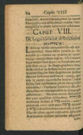 Caput VIII. De Legis Mosaicae distinctione per ...