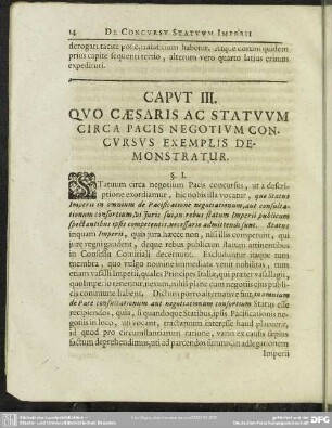 Caput III. Quo Caesaris Ac Statuum Circa Pacis Negotium Concursus Exemplis Demonstratur