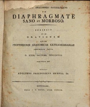 Tractatus anat.-path. de diaphragmate sano et morboso
