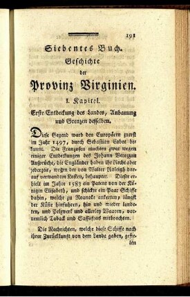 Siebentes Buch. Geschichte der Provinz Virginien.