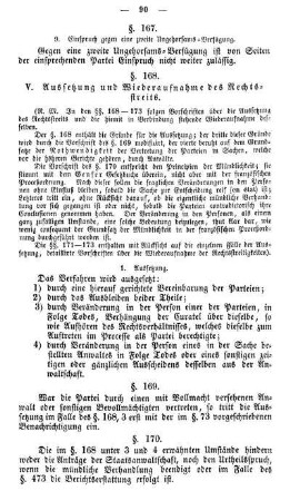 V. Aussetzung und Wiederaufnahme des Rechtsstreits.