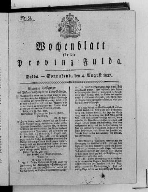 Nr. 31, Ausgabe vom 4. August 1827