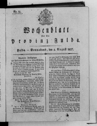 Nr. 31, Ausgabe vom 4. August 1827