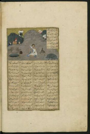 Illustration: Maǧnūn umarmt einen Hund