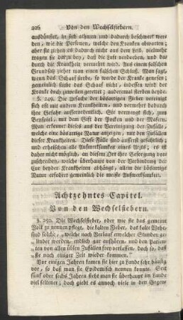 Achtzehntes Capitel. Von den Wechselfiebern