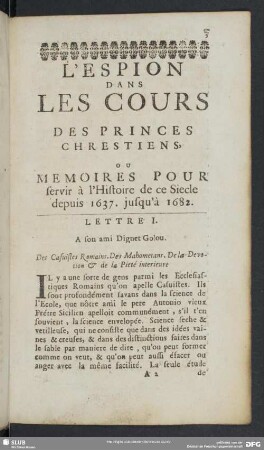 Lettre I. A son ami Diguet Golou
