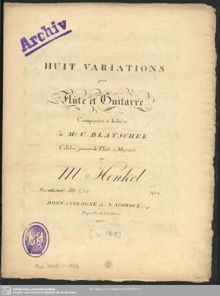 Huit Variations pour Flûte et Guitarre : No. 7