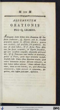 Argumentum Orationis Pro Q Ligario.