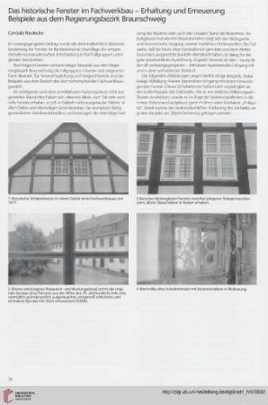 Das historische Fenster im Fachwerkbau - Erhaltung und Erneuerung : Beispiele aus dem Regierungsbezirk Braunschweig
