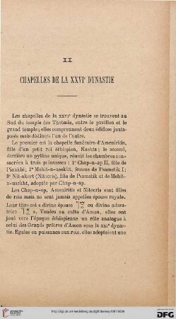 II: Chapelles de la XXVIe dynastie