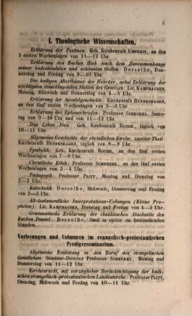 Anzeige der Vorlesungen der Badischen Ruprecht-Karls-Universität zu Heidelberg. 1858, 1858. SH.
