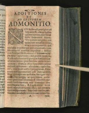 Additiones Et Ad Lectorem Admonitio.
