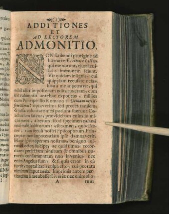 Additiones Et Ad Lectorem Admonitio.