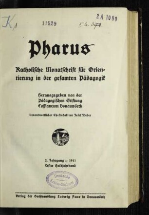 2: Pharus - 2.1911, Halbjahrband 1