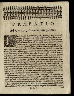 Praefatio Ad Clericos, & animarum pastores