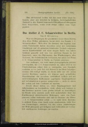 Das Atelier J. C. Schaarwächter in Berlin