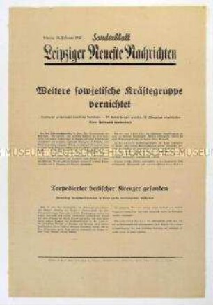 Sonderblatt der "Leipziger Neuesten Nachrichten" zum Kriegsverlauf an der Ostfront und in Nordafrika