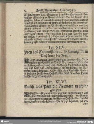 Tit. XLVI. Durch was Poen die Gezeugen zu zwingen seyn