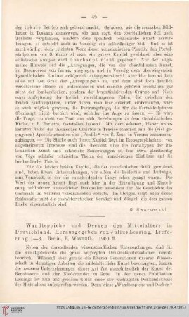 [Rezension von: Julius Lessing (Hrsg.), Wandteppiche und Decken des Mittelalters in Deutschland]