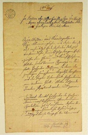 Heiratsbrief Jakob Brunner