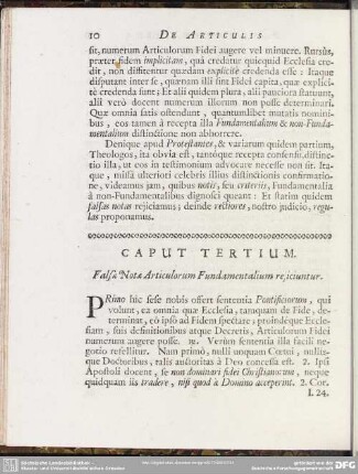 Caput Tertium. Falsae Notae Articulorum Fundamentalium rejiciuntur