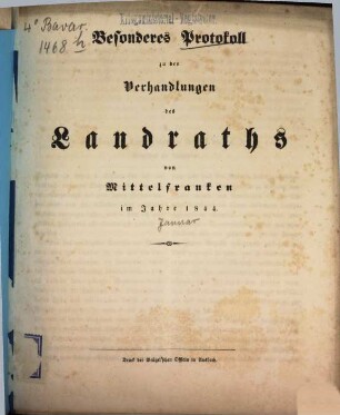 Verhandlungen des Landrathes von Mittelfranken. 1844, Besonderes Protokoll