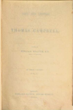 Life and letters of Thomas Campbell : in three volumes, 2