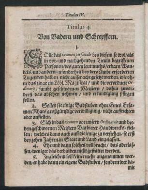 Titulus 4. Von Badern und Schrepffern.