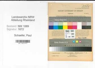 Entnazifizierung Paul Schaefer , geb. 22.05.1899 (Brandmeister)