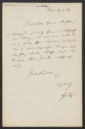 Brief an Friedrich Wilhelm Jähns : 27.02.1869