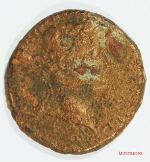 Römische Münze, Nominal As, Prägeherr Augustus für Tiberius, Prägeort Lyon, Original